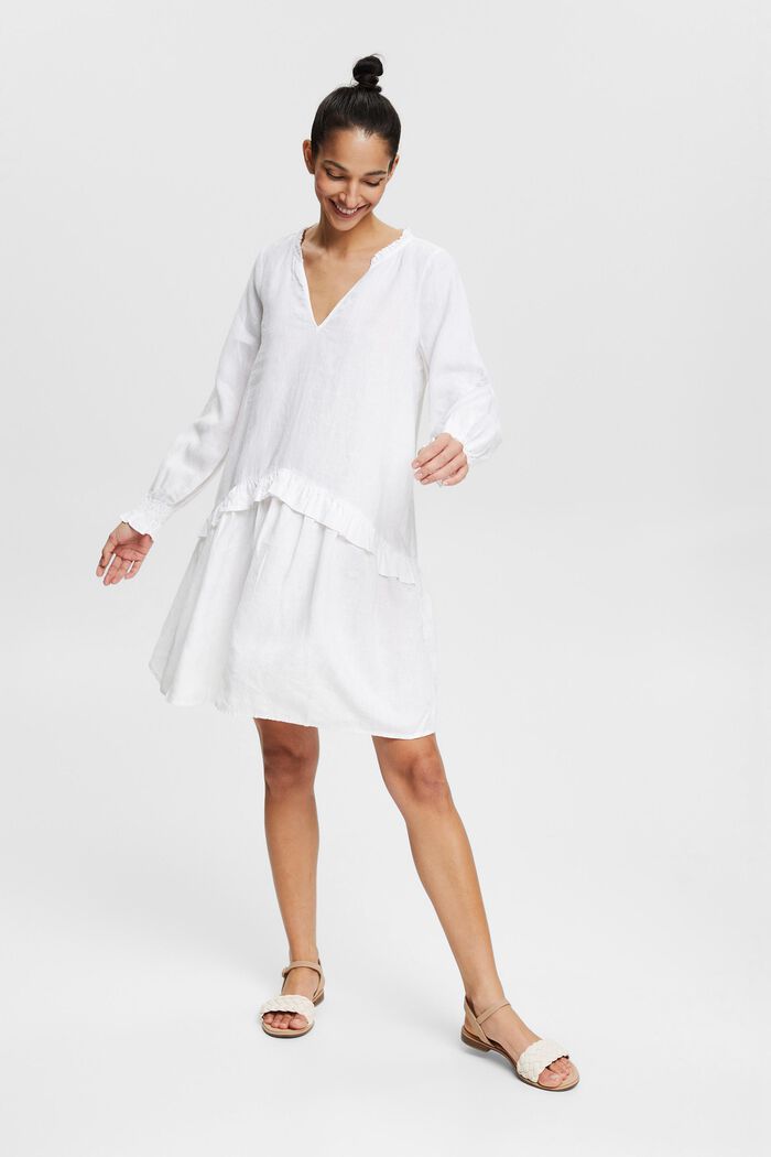 Kleid aus 100% Leinen, WHITE, detail image number 1