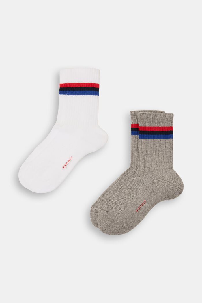 2er-Pack gerippte Socken mit Streifen, WHITE/GREY, detail image number 0