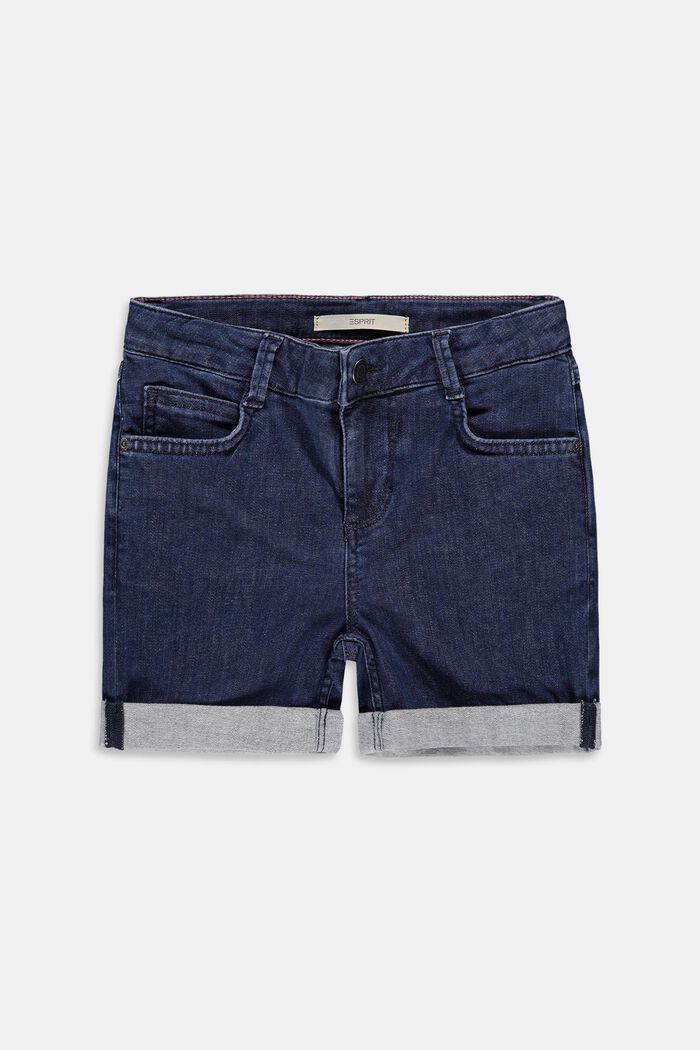Jeans-Shorts mit hohem Bund, BLUE DARK WASH, detail image number 0