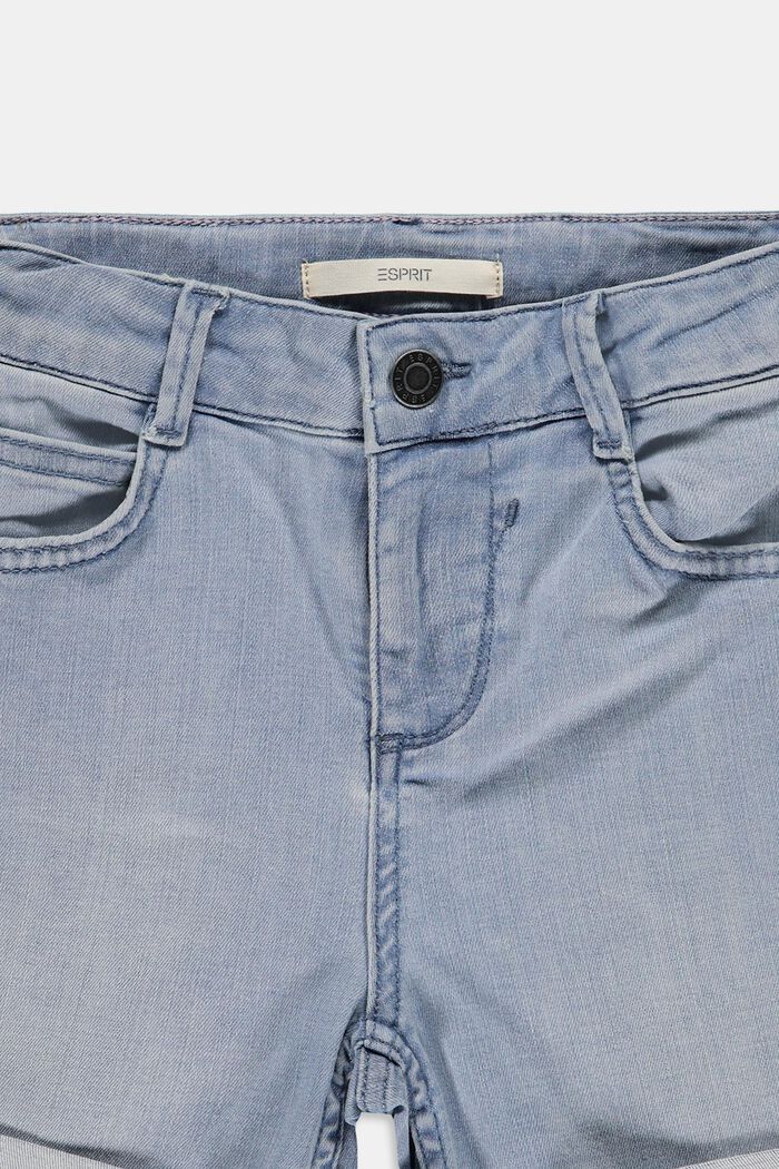 Jeans-Shorts mit hohem Verstellbund, BLUE BLEACHED, detail image number 2