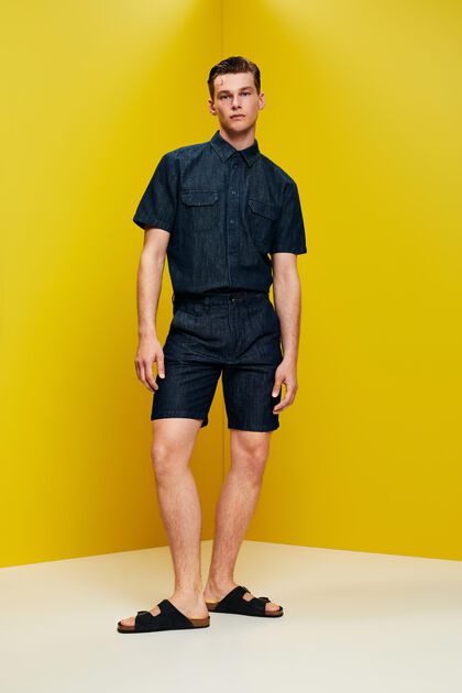 Chino-Shorts aus Baumwolle und Leinen