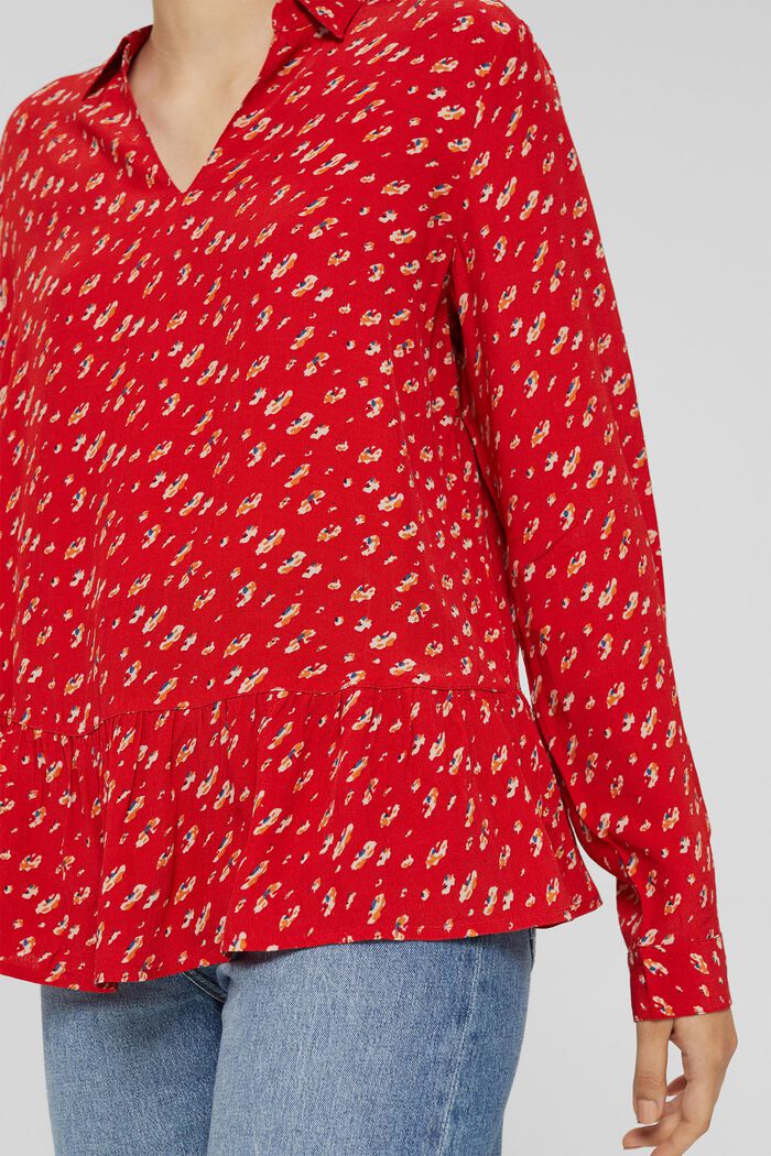 Print-Bluse mit Peplum, LENZING™ ECOVERO™, RED, detail image number 2