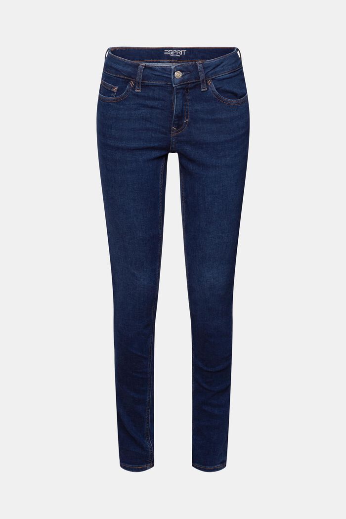 Skinny Jeans mit mittlerer Bundhöhe, BLUE DARK WASHED, detail image number 6