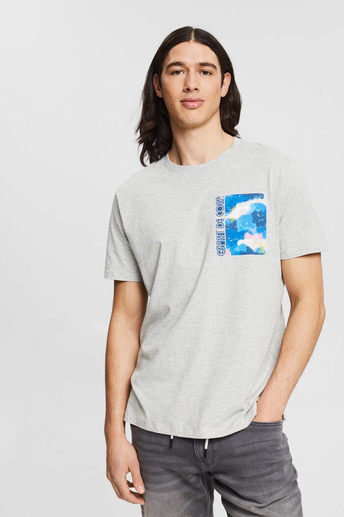 Jersey-T-Shirt mit Print, LIGHT GREY, detail image number 0