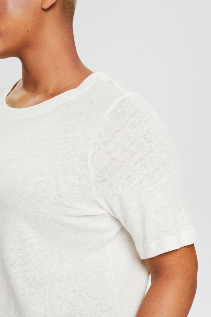 CURVY Mit Leinen: Basic-T-Shirt, OFF WHITE, detail image number 0