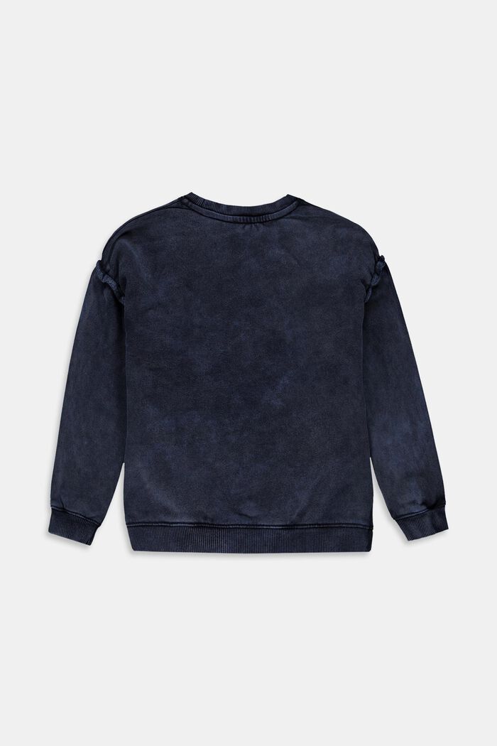 Sweatshirt mit Rüschen und Print, BLUE DARK WASHED, detail image number 1