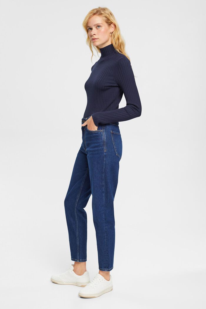 High-Rise-Jeans im Mom Fit, BLUE DARK WASHED, detail image number 4