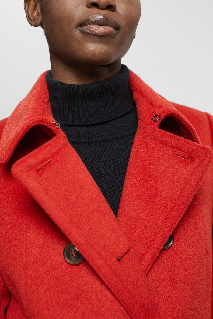 Doppelreihiger Mantel aus Wollmix, ORANGE RED, detail image number 2