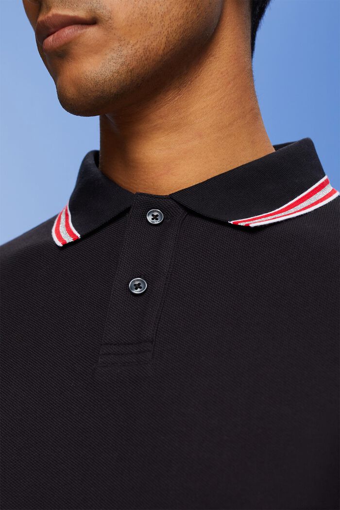 Piqué-Poloshirt mit Glitzer, 100 % Baumwolle, BLACK, detail image number 2