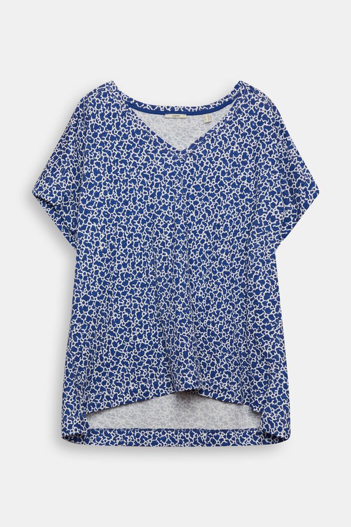 Baumwoll-T-Shirt mit V-Ausschnitt und Mosaikprint, INK, detail image number 0
