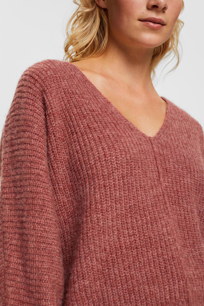 Cropped-Pullover aus Wollmix, TERRACOTTA, detail image number 0