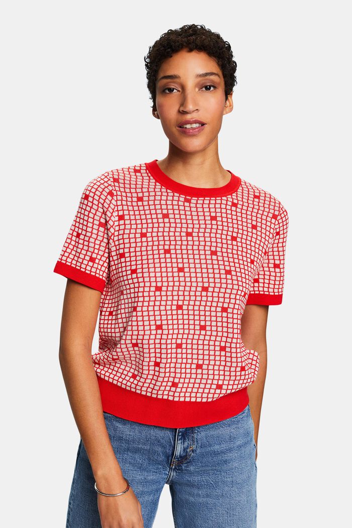 Jacquard-Sweatshirt mit Rundhalsausschnitt, RED, detail image number 0