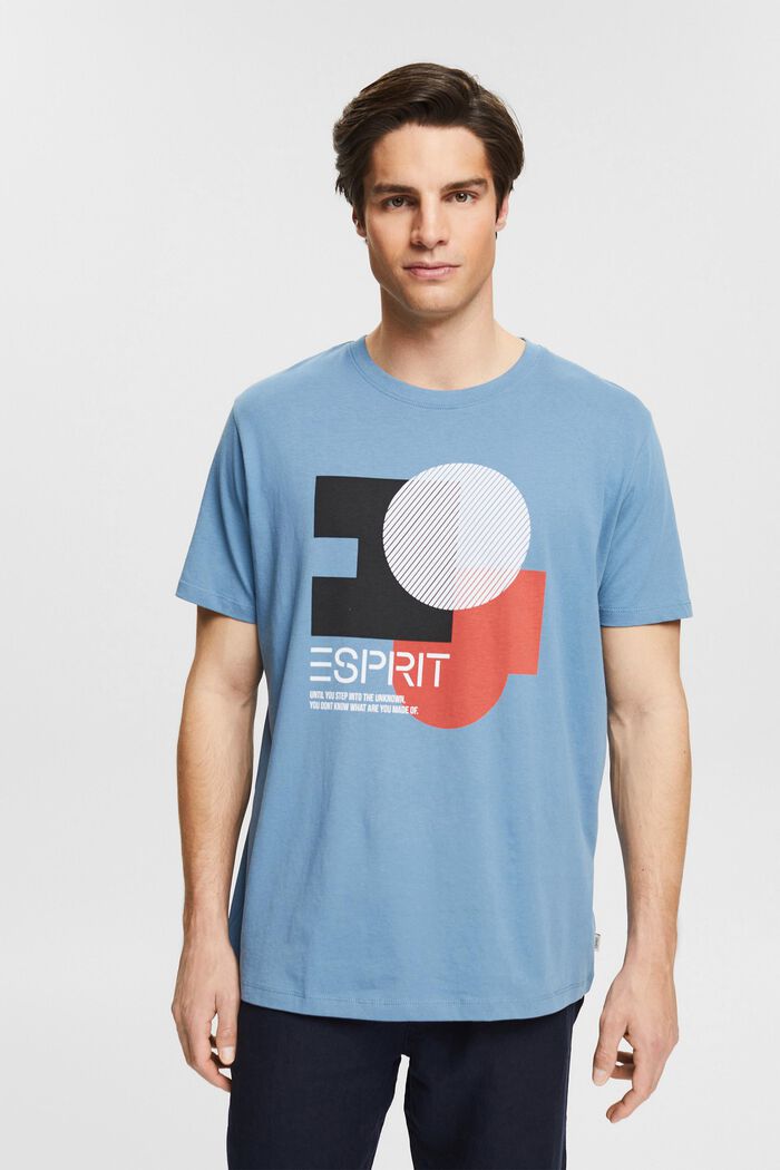 Jersey-T-Shirt mit Print, Bio-Baumwolle, BLUE, detail image number 0