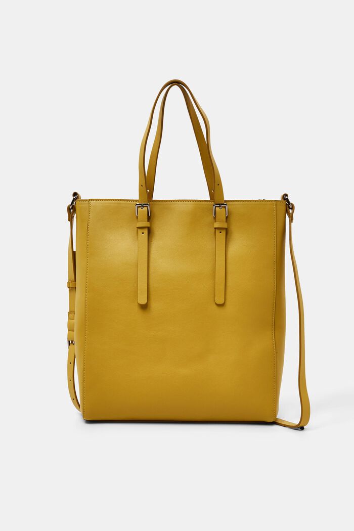 Tote Bag in Leder-Optik, DUSTY YELLOW, overview