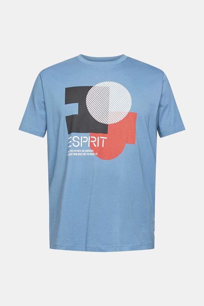 Jersey-T-Shirt mit Print, Bio-Baumwolle, BLUE, overview