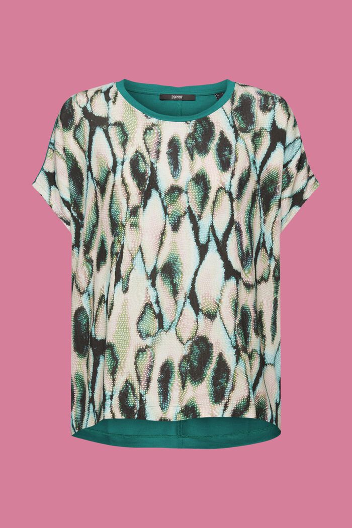 T-Shirt aus Materialmix, LENZING™ ECOVERO™, EMERALD GREEN, detail image number 6