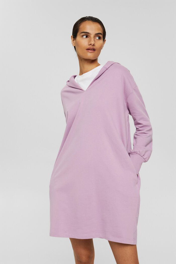 Hoodie-Kleid aus 100% Bio-Baumwolle, VIOLET, overview