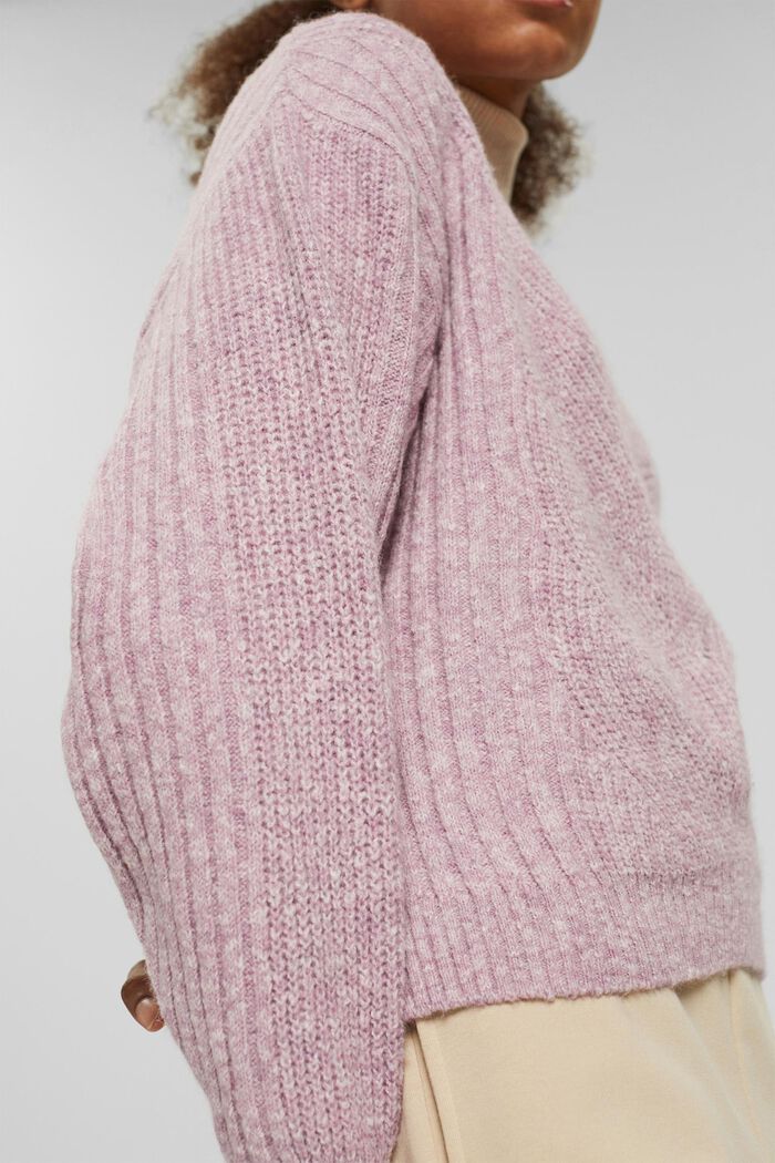 Mit Wolle: Pullover aus Musterstrick, NEW MAUVE, detail image number 2