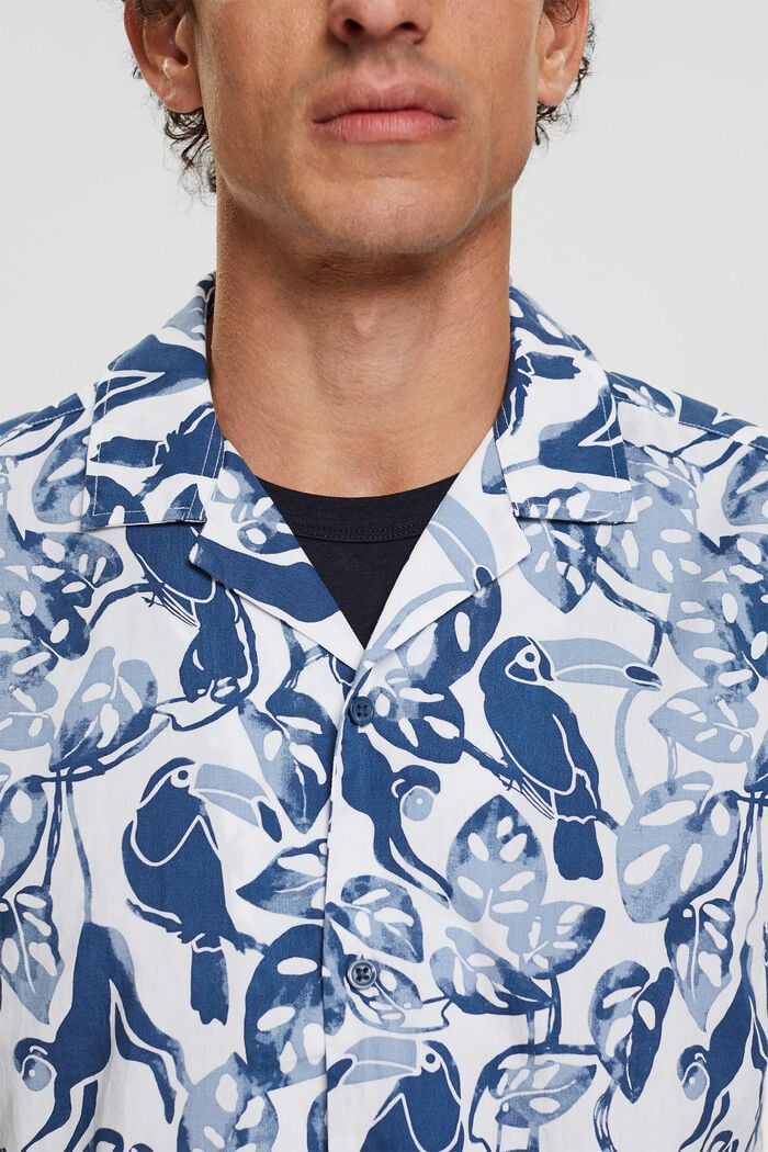Kurzarm-Hemd mit Tropical-Print, 100% Baumwolle, BLUE, detail image number 3