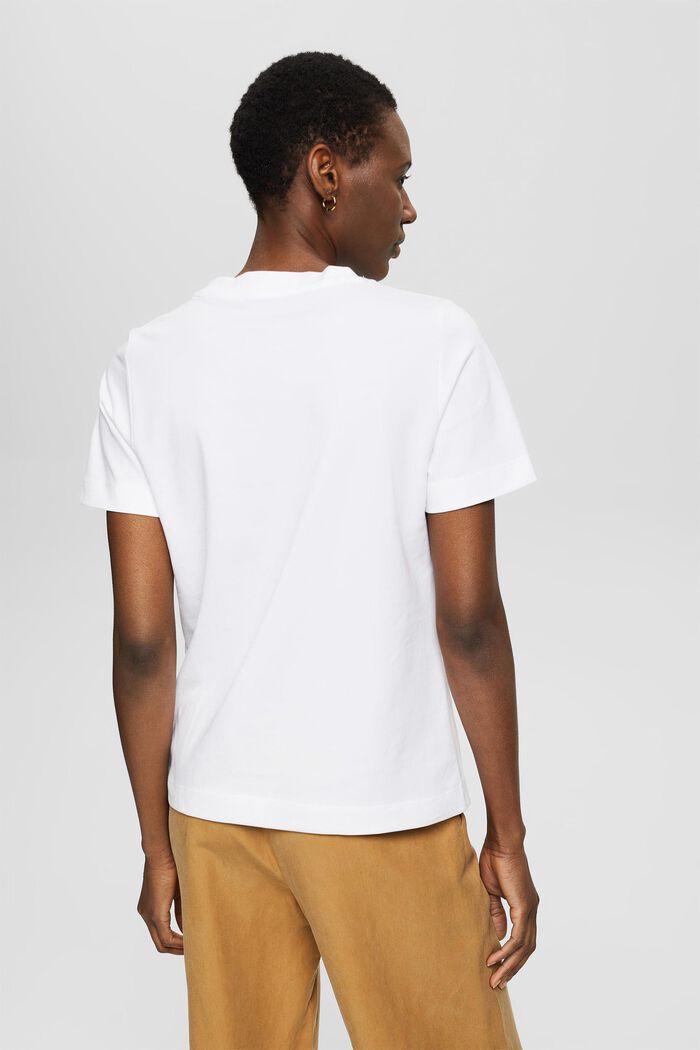 T-Shirt mit Wording-Stickerei, Bio-Baumwolle, WHITE, detail image number 3