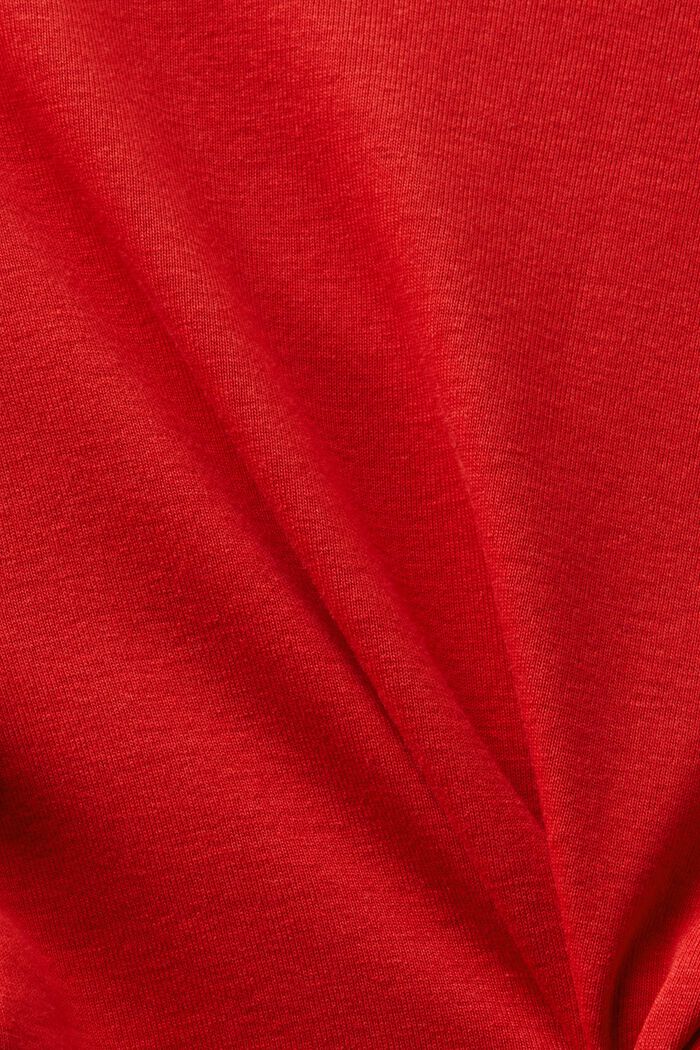 Baumwoll-T-Shirt mit V-Ausschnitt, DARK RED, detail image number 4