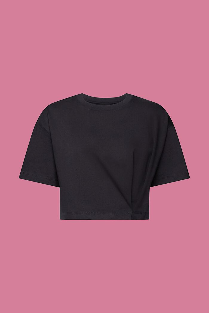 Rundhals-T-Shirt aus Jersey in Cropped-Länge, BLACK, detail image number 6