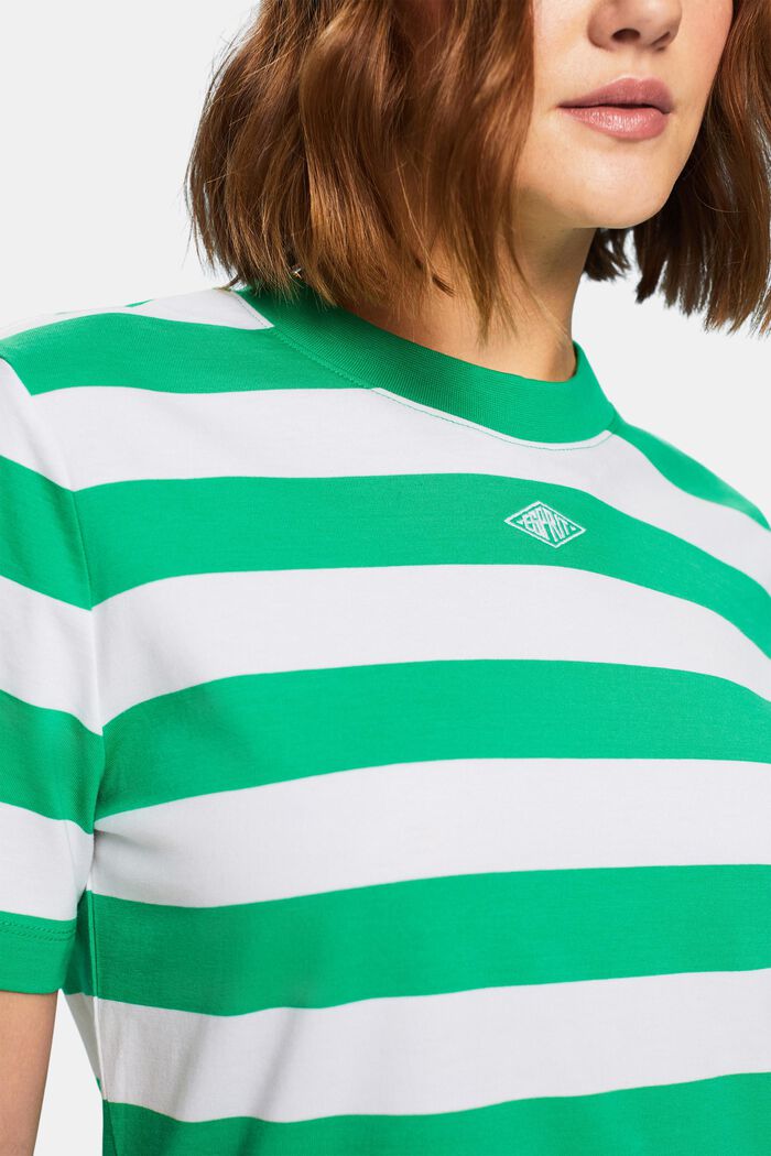 Streifen-T-Shirt aus Pima-Baumwolle mit Stickerei, GREEN, detail image number 3