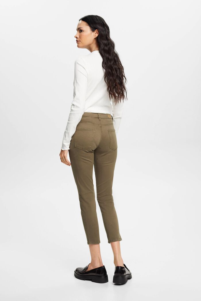 Stretchige Mid-Rise-Hose in Cropped-Länge, KHAKI GREEN, detail image number 3