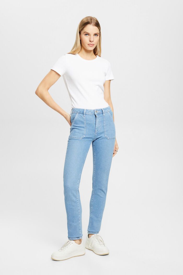 Slim-Fit-Jeans mit mittlerer Bundhöhe, BLUE LIGHT WASHED, detail image number 5