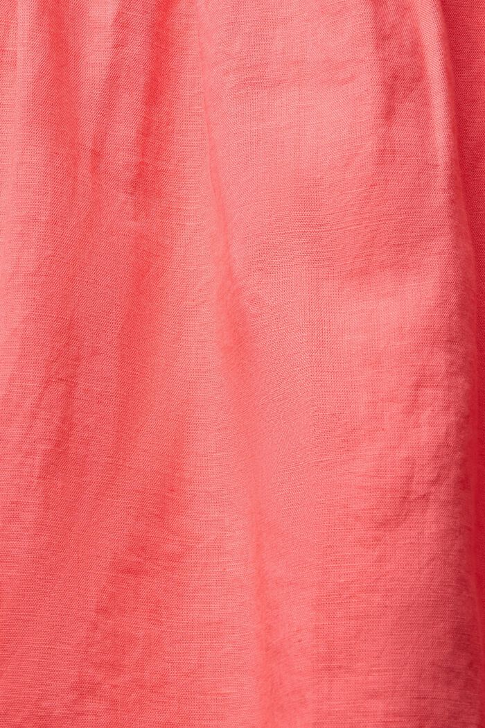 Aus Leinen-Mix: Kleid mit Knopfleiste, CORAL RED, detail image number 4