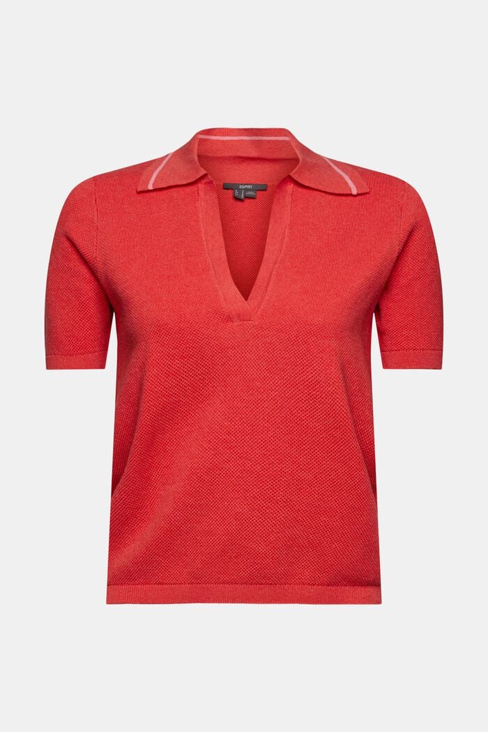 Polo-Shirt aus Strukturstrick, RED, detail image number 7