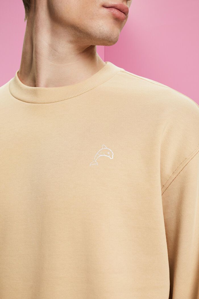Sweatshirt mit kleinem Delfinprint, SAND, detail image number 2