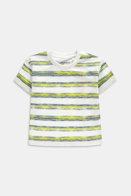 T-Shirt mit Streifen, Organic Cotton, WHITE, overview