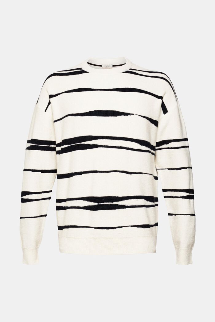 Gestreifter Pullover im Relaxed Fit, OFF WHITE, overview