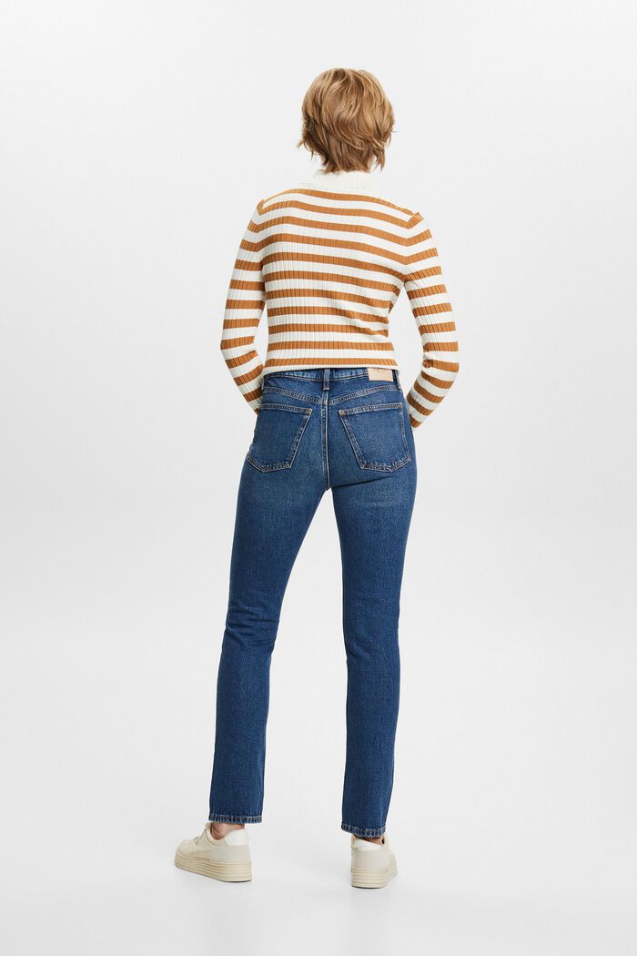 Schmal geschnittene Jeans mit hohem Bund, BLUE MEDIUM WASHED, detail image number 4