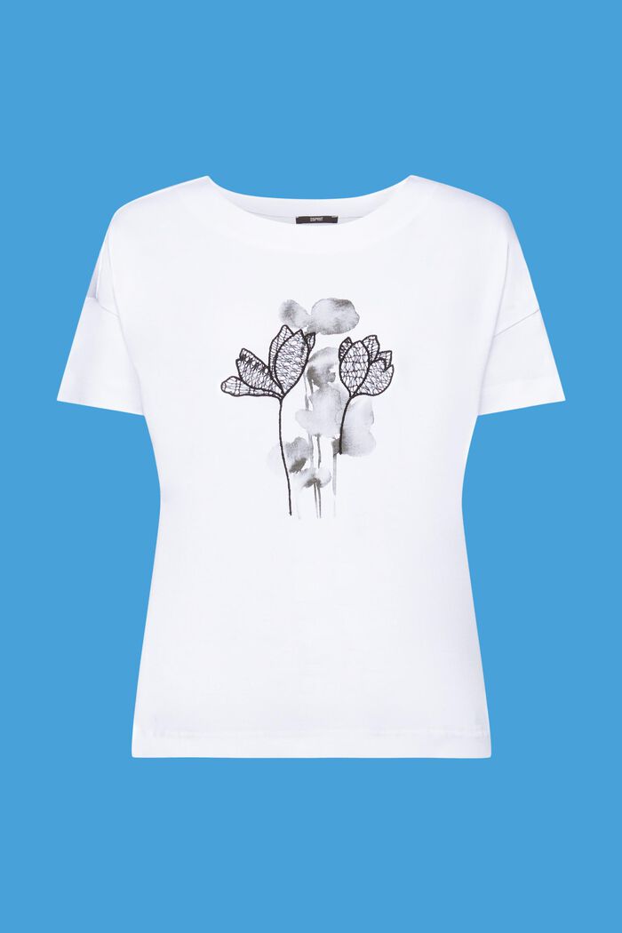T-Shirt mit Stickerei, TENCEL™, WHITE, detail image number 6