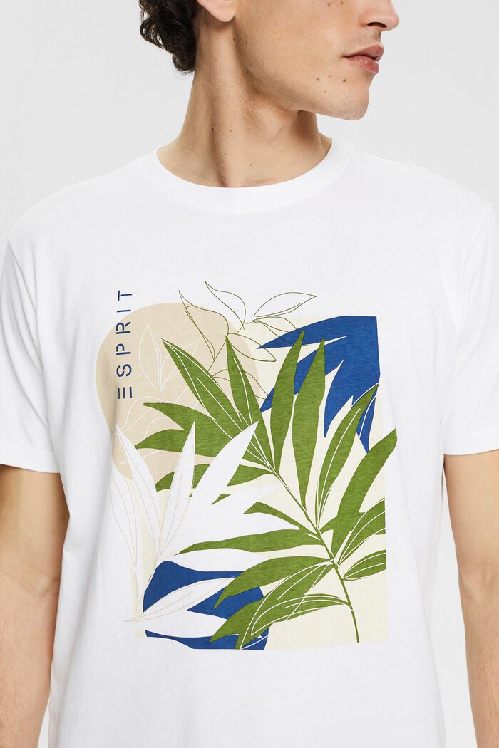 Jersey-T-Shirt mit Pflanzen-Print, WHITE, detail image number 1