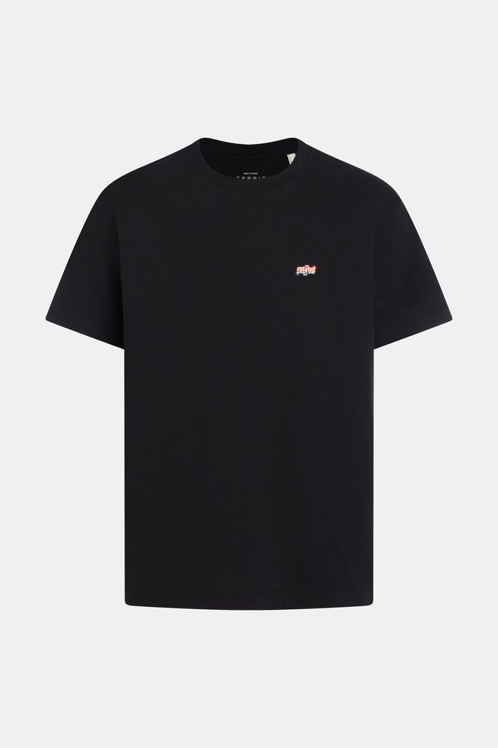 AMBIGRAM T-Shirt mit Logo-Stickerei auf der Brust, BLACK, overview