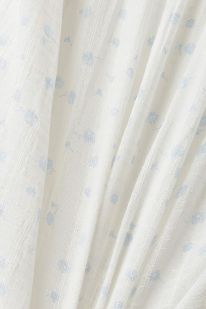 Kurzärmelige Baumwollbluse mit Allover-Dessin, OFF WHITE, detail image number 5