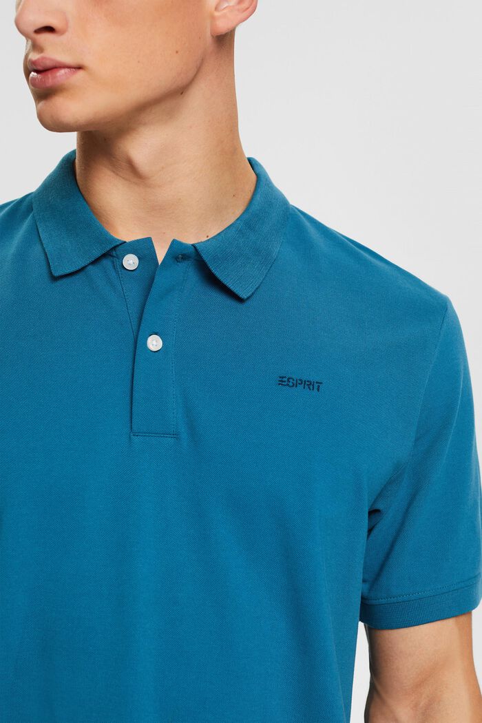 Piqué-Poloshirt aus Baumwolle, PETROL BLUE, detail image number 0