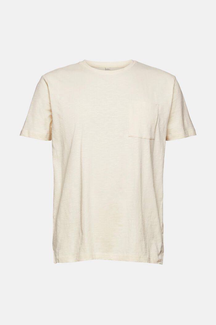 Jersey-T-Shirt mit Brusttasche, CREAM BEIGE, overview