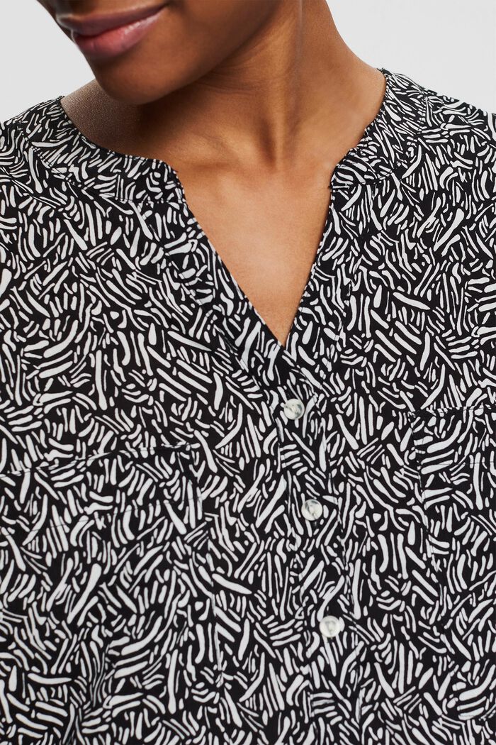 Gemusterte Bluse mit Kelchausschnitt, BLACK, detail image number 2