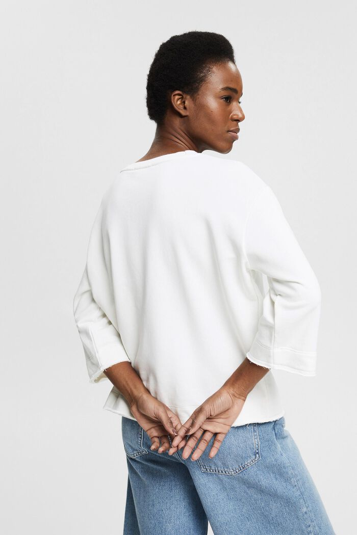 Recycelt: Sweatshirt mit offenen Kanten, OFF WHITE, detail image number 3