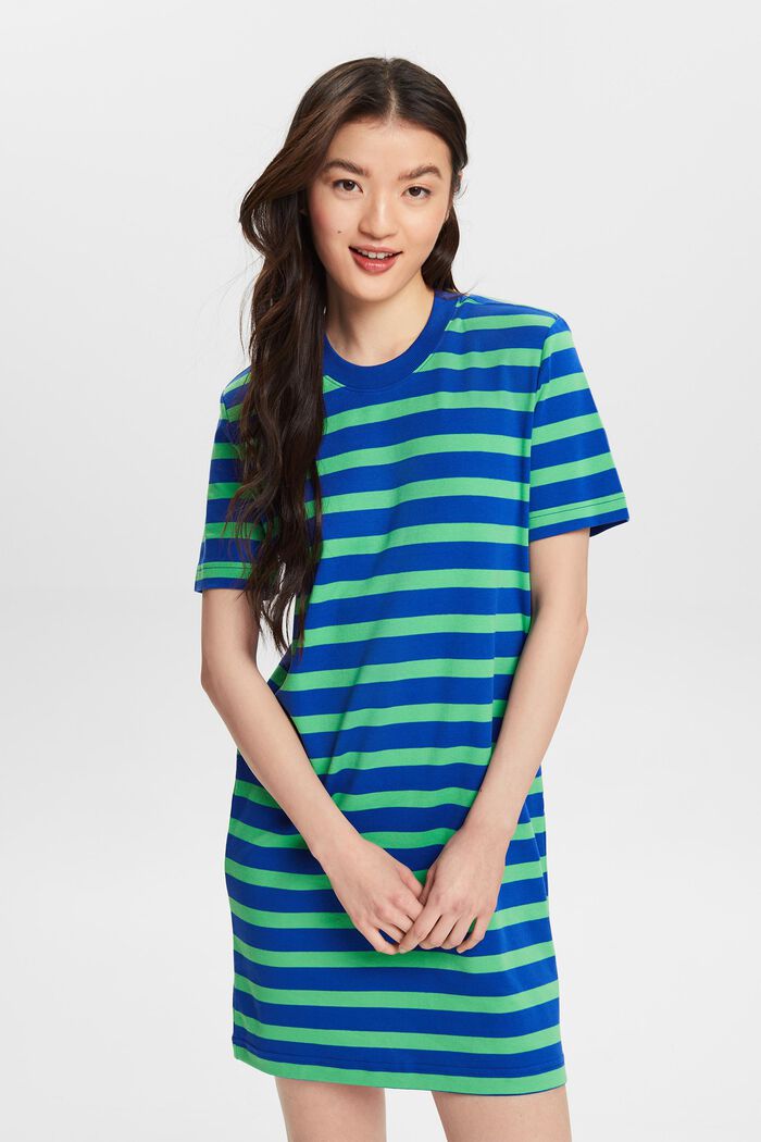 Gestreiftes T-Shirt-Kleid mit Polstern, BRIGHT BLUE, detail image number 0