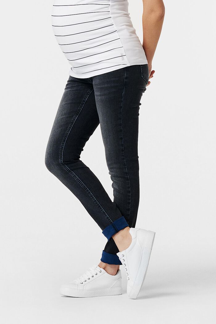 Stretch-Jeans mit Überbauchbund, BLACK BLUE WASHED, detail image number 2