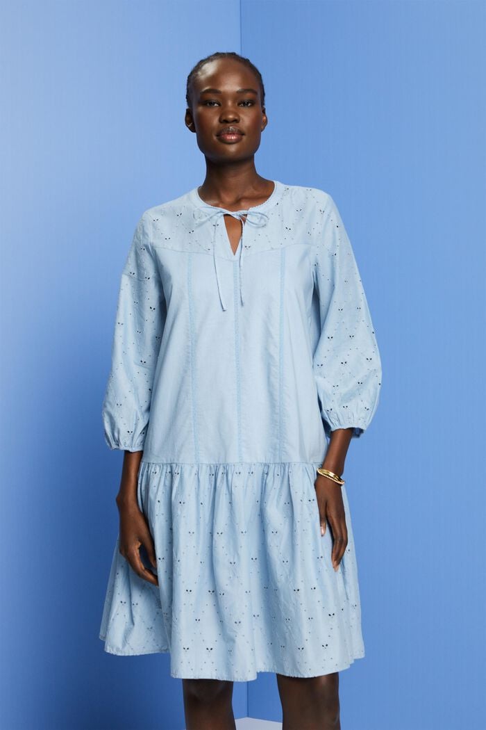 Kleid mit Stickerei, 100 % Baumwolle, LIGHT BLUE LAVENDER, detail image number 0