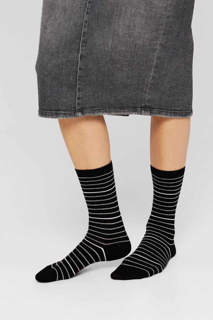 Geringelte Socken im Doppelpack, BLACK, detail image number 2