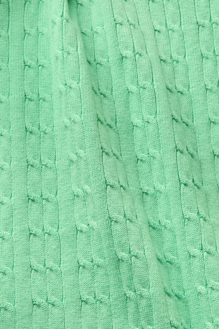 Poloshirt aus Zopfstrick, LIGHT GREEN, detail image number 4