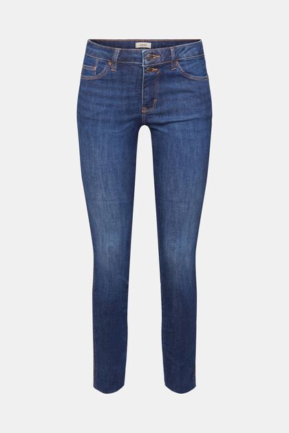 Stretchige High-Rise-Jeans im Skinny Fit, BLUE DARK WASHED, overview