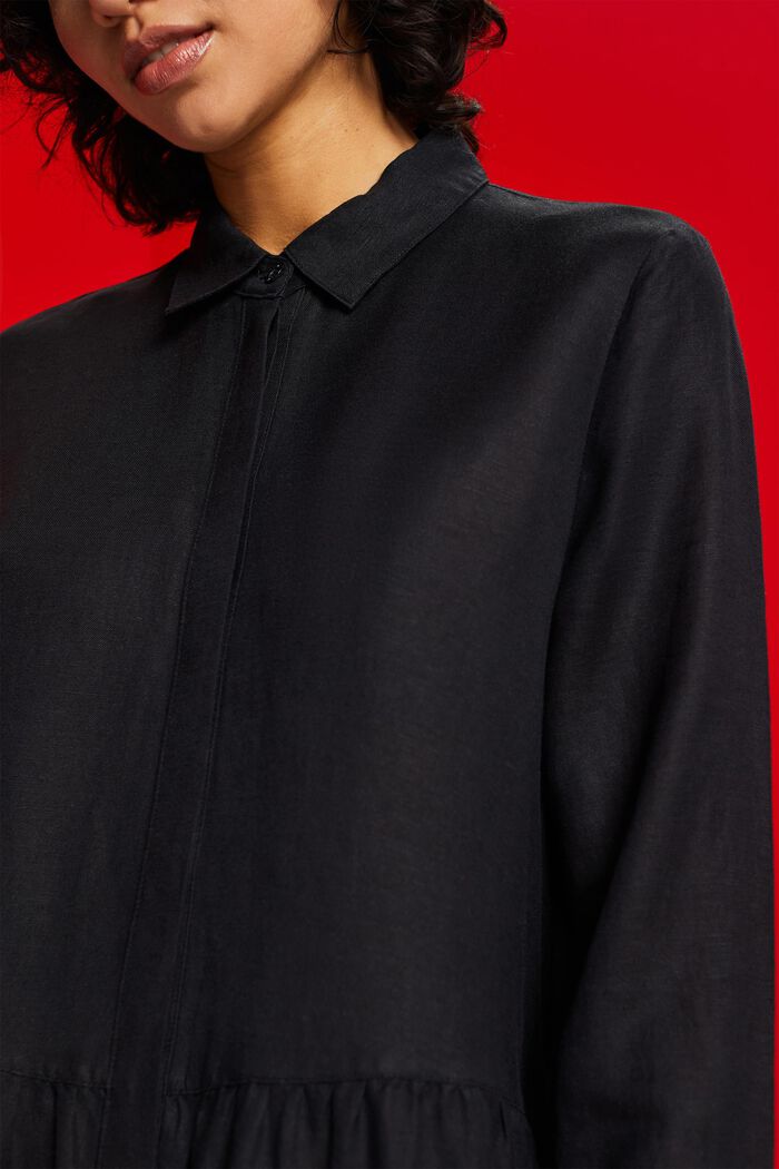 Hemdkleid in Minilänge aus Leinenmix, BLACK, detail image number 2